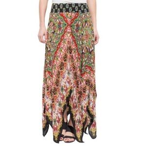 BILA Handkerchief Hem Skirt Maxi Floral Bohemian Boho Multicolor Sz XL